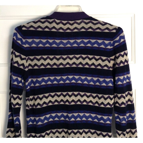 Tory Burch Cardigan Sweater M Chevron Stripe Wool Cashmere Knit Aztec Southwest - Picture 5 of 8
